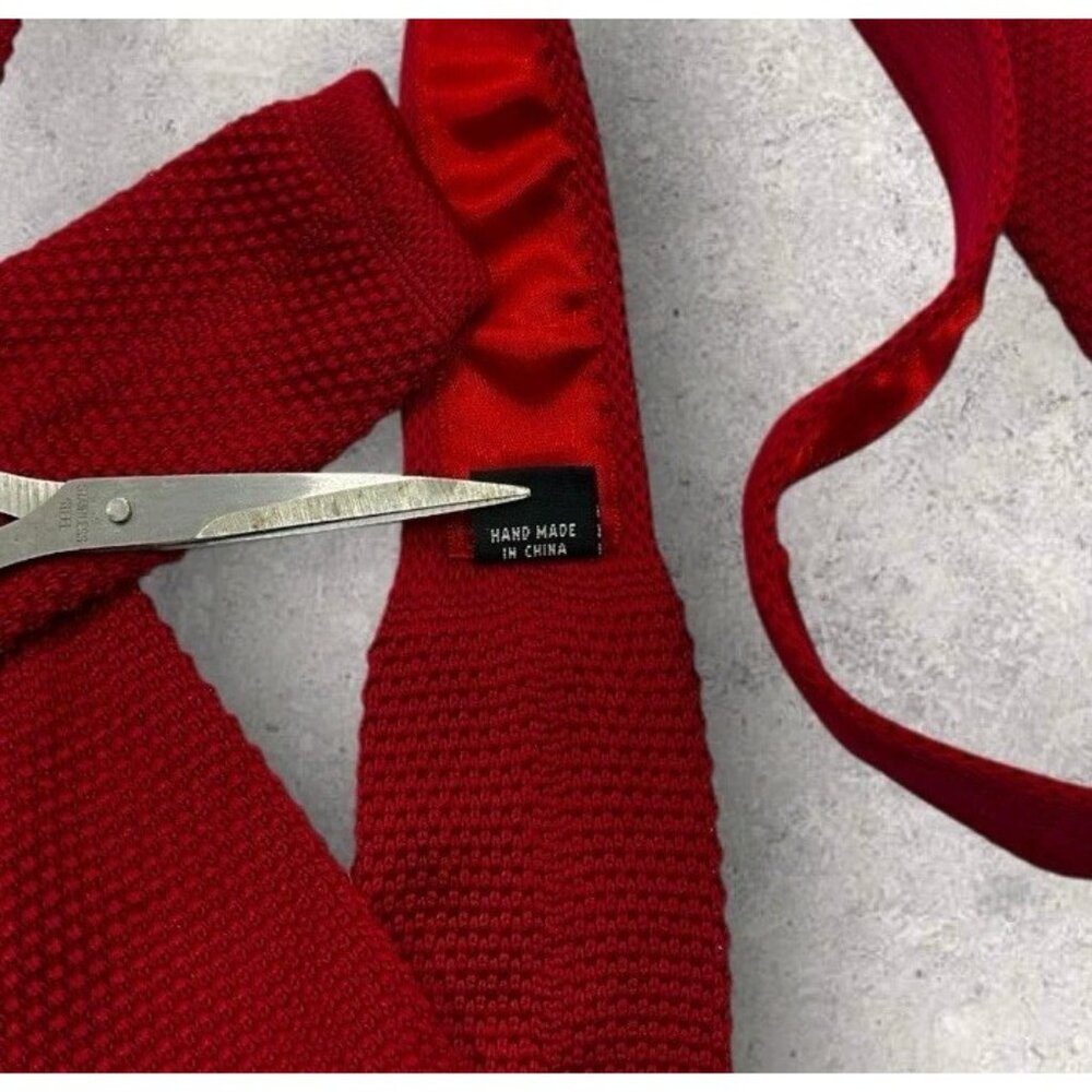 Burma Bibas Polyester Solid Knit Tie Solid Red W:… - image 4